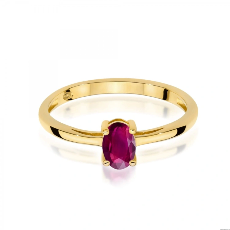 Pierścionek W0685 Rodolit 0,50ct żółte złoto