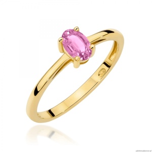 Pierścionek W0685 Szafir Różowy 0,45ct żółte złoto