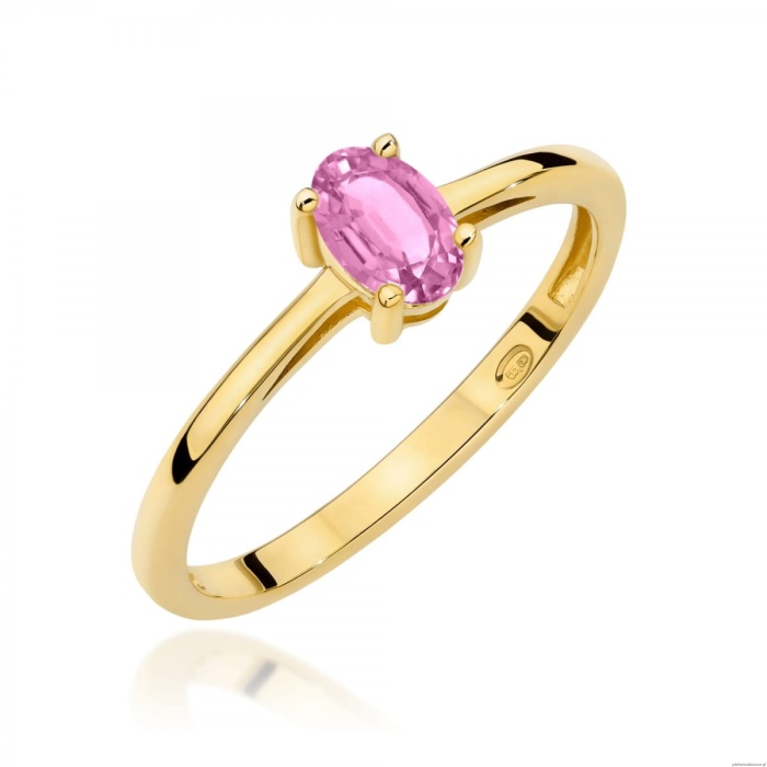 Pierścionek W0685 Szafir Różowy 0,45ct żółte złoto