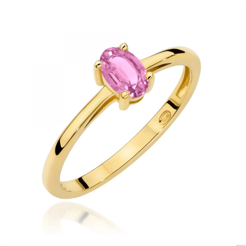 Pierścionek W0685 Szafir Różowy 0,45ct żółte złoto
