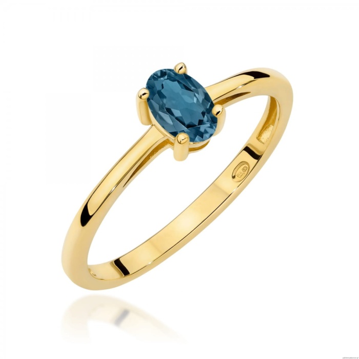 Pierścionek W0685 Topaz London Blue 0,50ct żółte złoto