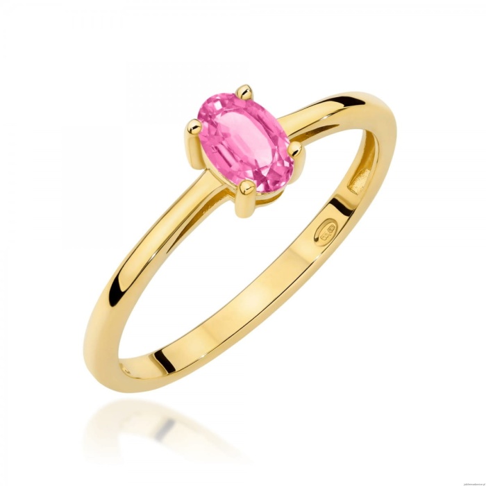 Pierścionek W0685 Topaz Różowy 0,50ct żółte złoto