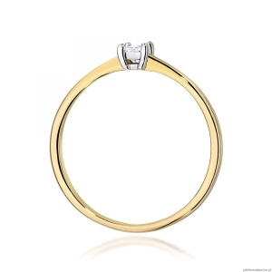 Pierścionek W0592 Diament 0,15ct żółte złoto