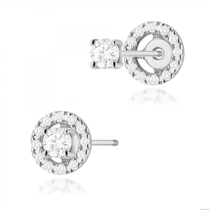 Kolczyki K0576 Diament 2 x 0.10ct białe złoto sztyft zakręcany
