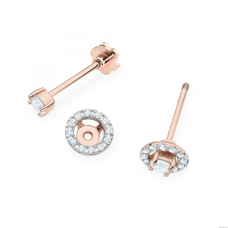 Kolczyki K0576 Diament Laboratoryjny 2 x 0.10ct różowe złoto sztyft zakręcany