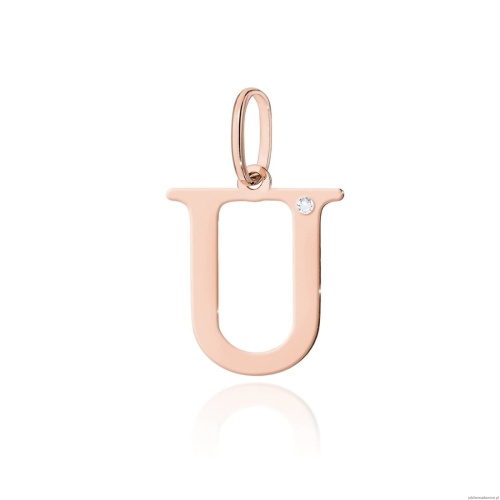 Zawieszka Z0069 Diament 0,005ct - litera U -  różowe złoto