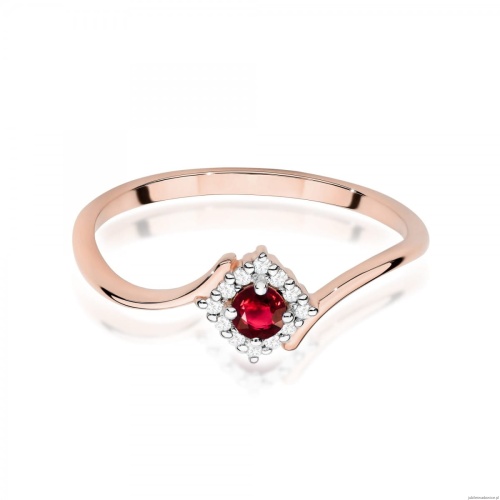 Pierścionek W0702 Rubin 0,15ct różowe złoto