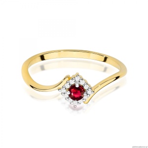 Pierścionek W0702 Rubin 0,15ct żółte złoto