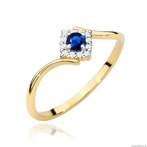 Pierścionek W0702 Szafir 0,15ct żółte złoto