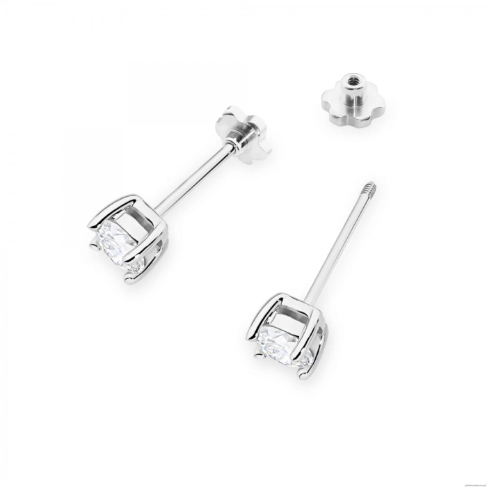 Kolczyki K0577 Diament 2 x 0.50ct białe złoto sztyft zakręcany
