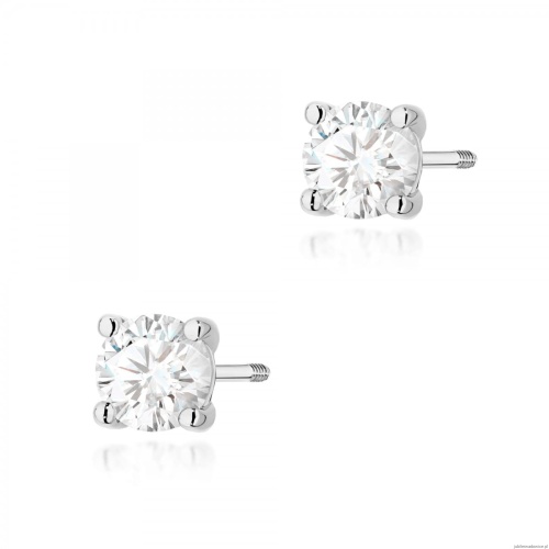 Kolczyki K0577 Diament 2 x 0.70ct białe złoto sztyft zakręcany