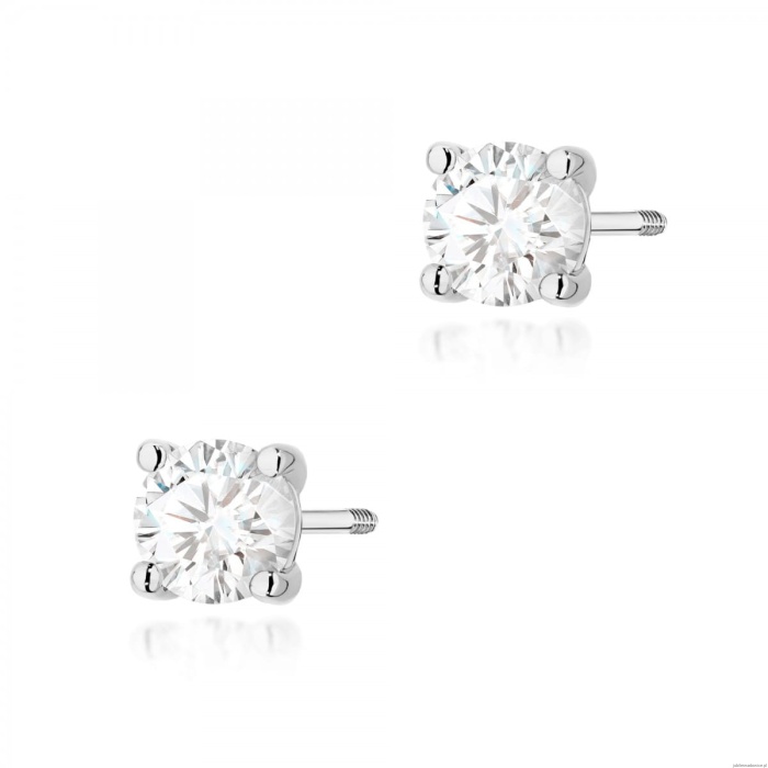 Kolczyki K0577 Diament 2 x 0.70ct białe złoto sztyft zakręcany