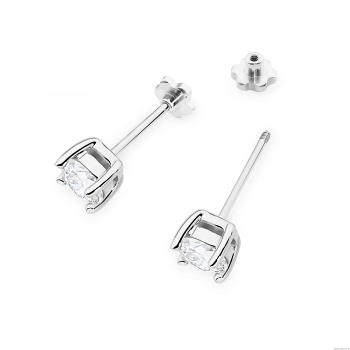 Kolczyki K0577 Diament 2 x 0.70ct białe złoto sztyft zakręcany