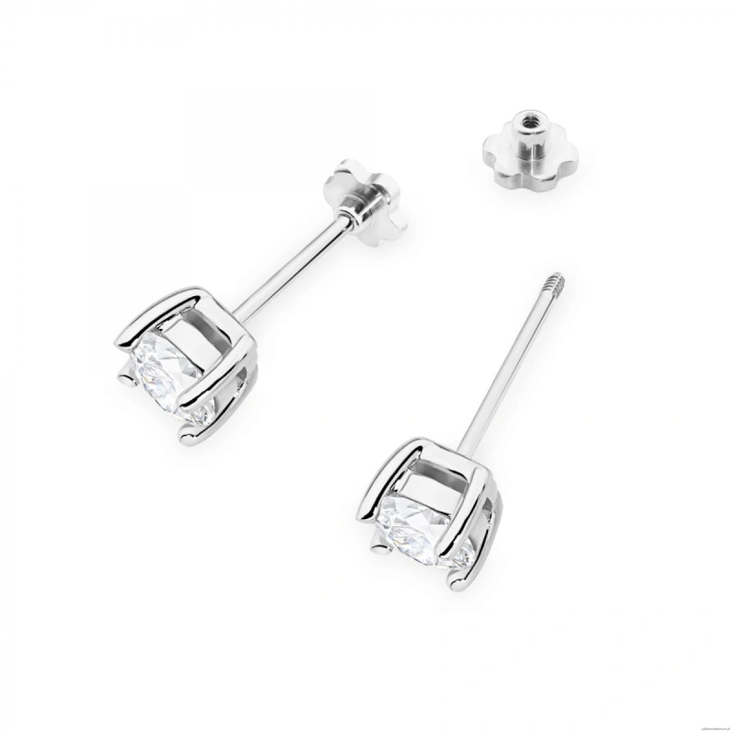 Kolczyki K0577 Diament 2 x 0.70ct białe złoto sztyft zakręcany