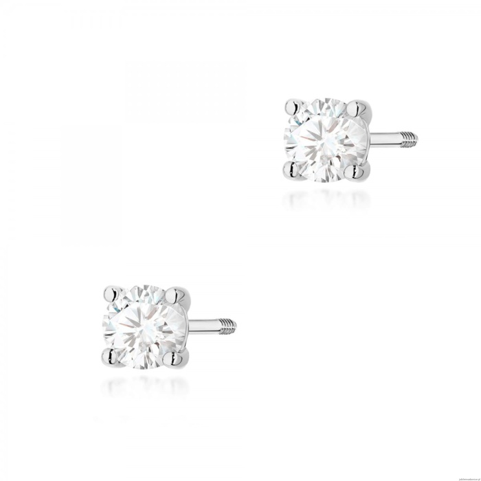 Kolczyki K0577 Diament Laboratoryjny 2 x 0.30ct białe złoto sztyft zakręcany