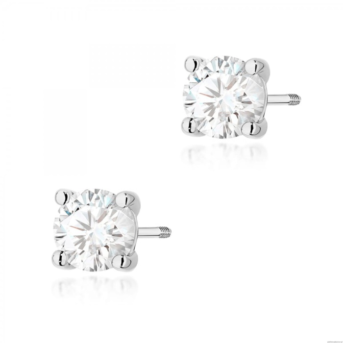 Kolczyki K0577 Diament Laboratoryjny 2 x 1.00ct białe złoto sztyft zakręcany
