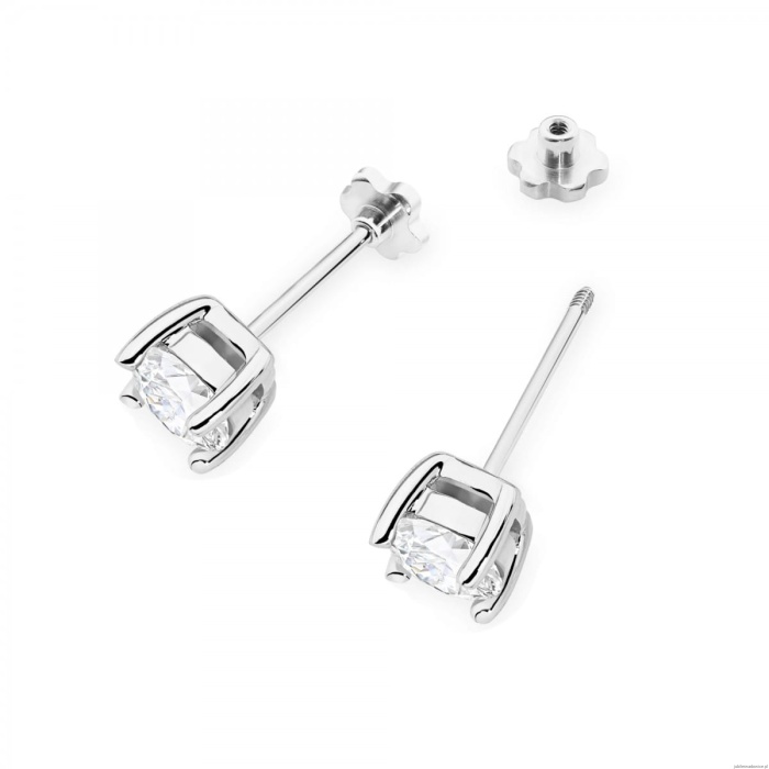 Kolczyki K0577 Diament Laboratoryjny 2 x 1.00ct białe złoto sztyft zakręcany