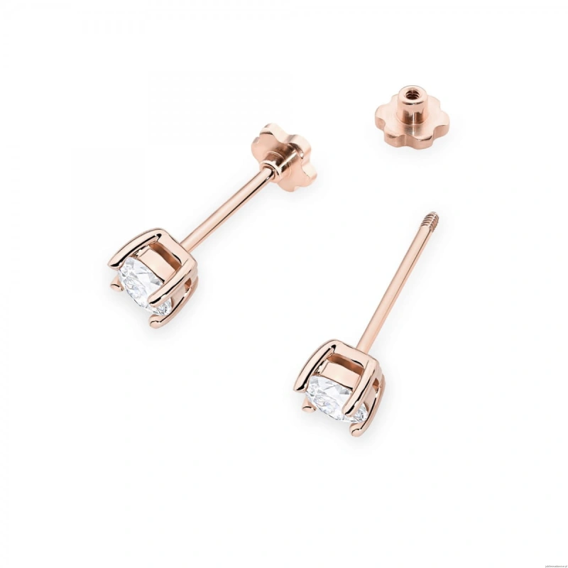 Kolczyki K0577 Diament 2 x 0.40ct różowe złoto sztyft zakręcany
