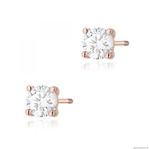 Kolczyki K0577 Diament 2 x 0.70ct różowe złoto sztyft zakręcany