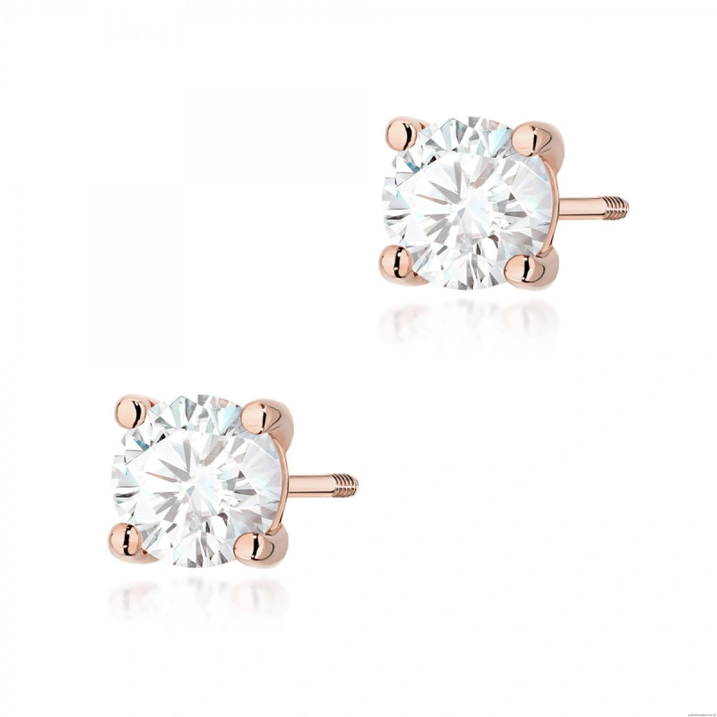 Kolczyki K0577 Diament 2 x 1.00ct różowe złoto sztyft zakręcany