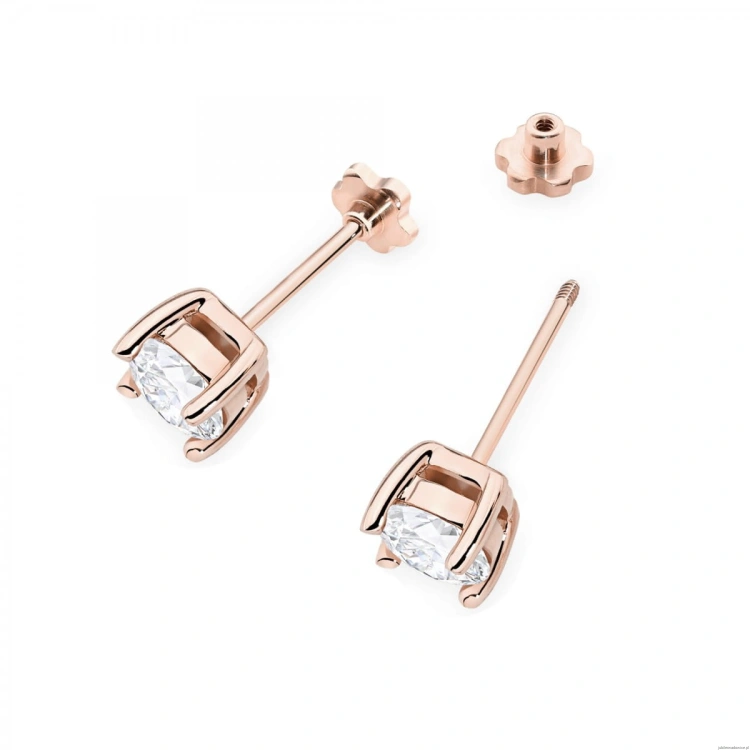 Kolczyki K0577 Diament 2 x 1.00ct różowe złoto sztyft zakręcany