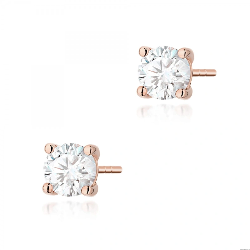 Kolczyki K0577 Diament Laboratoryjny 2 x 0.70ct różowe złoto
