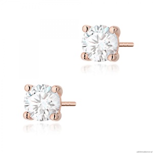 Kolczyki K0577 Diament Laboratoryjny 2 x 1.00ct różowe złoto