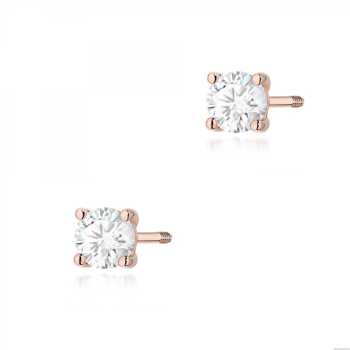 Kolczyki K0577 Diament Laboratoryjny 2 x 0.30ct różowe złoto sztyft zakręcany