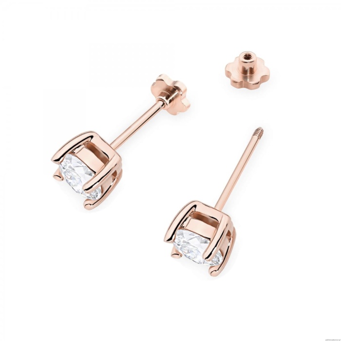 Kolczyki K0577 Diament Laboratoryjny 2 x 1.00ct różowe złoto sztyft zakręcany