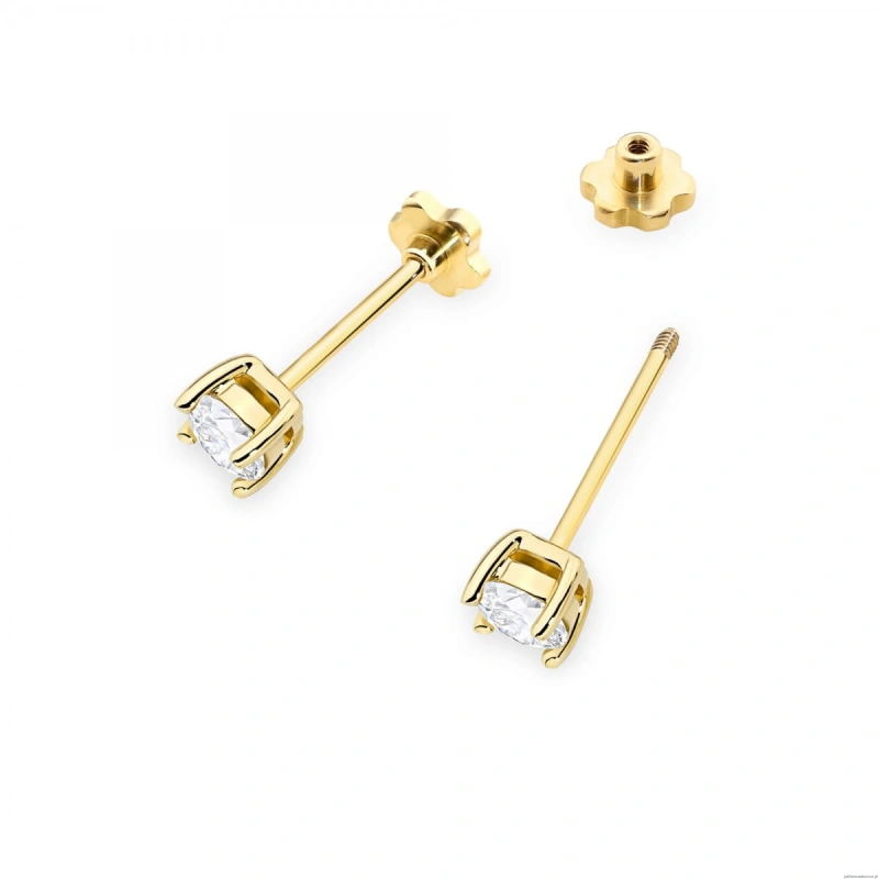Kolczyki K0577 Diament 2 x 0.30ct żółte złoto sztyft zakręcany