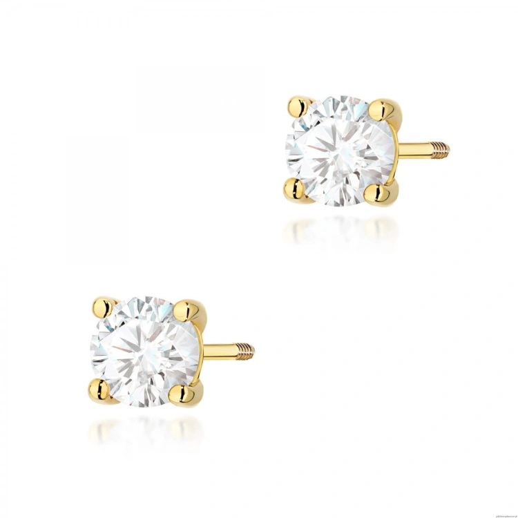 Kolczyki K0577 Diament 2 x 0.70ct żółte złoto sztyft zakręcany