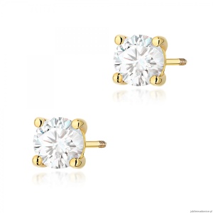 Kolczyki K0577 Diament 2 x 1.00ct żółte złoto sztyft zakręcany
