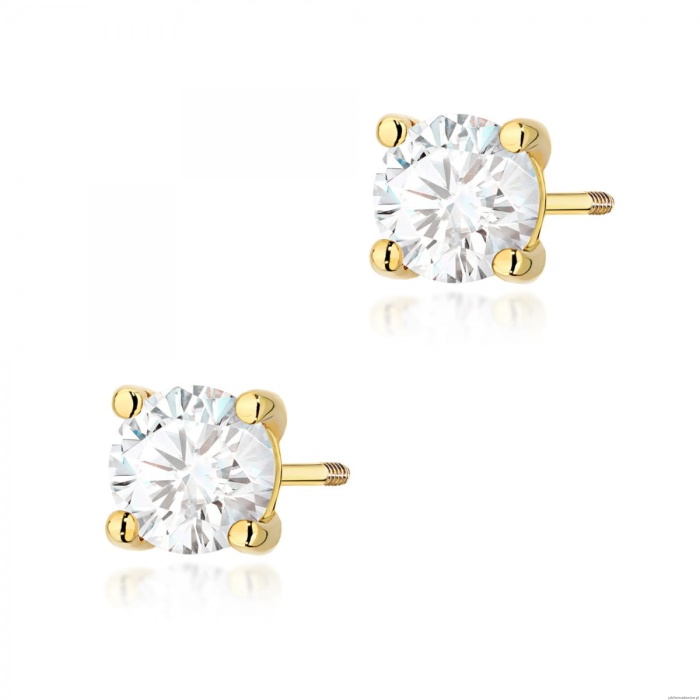 Kolczyki K0577 Diament 2 x 1.00ct żółte złoto sztyft zakręcany
