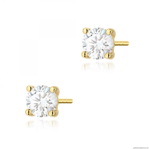 Kolczyki K0577 Diament Laboratoryjny 2 x 0.70ct żółte złoto