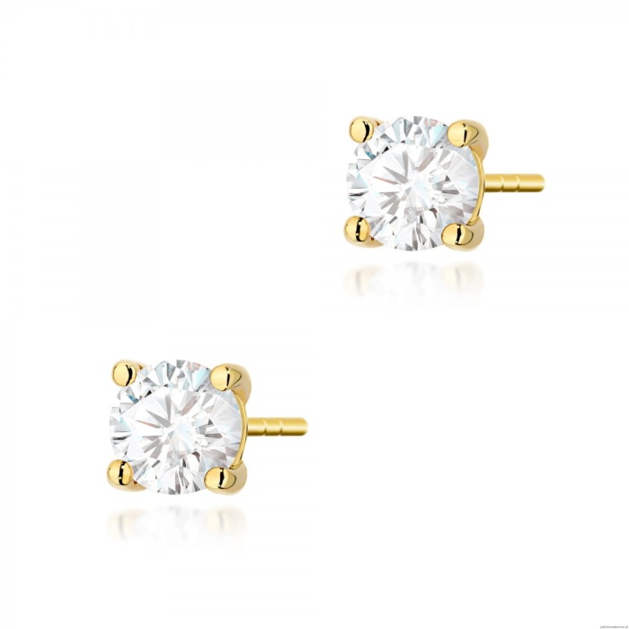 Kolczyki K0577 Diament Laboratoryjny 2 x 0.70ct żółte złoto