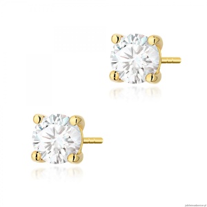 Kolczyki K0577 Diament Laboratoryjny 2 x 1.00ct żółte złoto