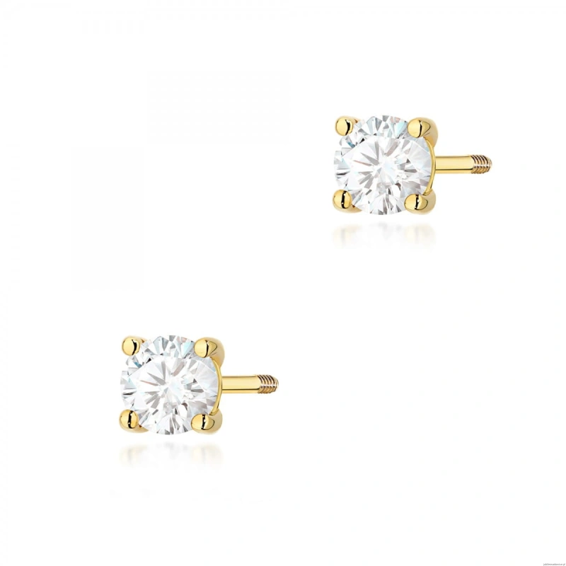 Kolczyki K0577 Diament Laboratoryjny 2 x 0.30ct żółte złoto sztyft zakręcany