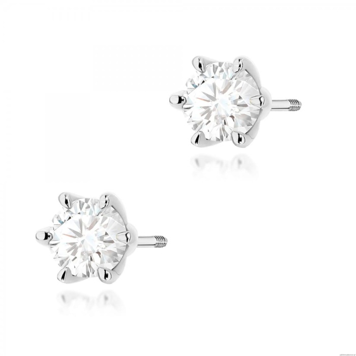 Kolczyki K0575 Diament 2 x 0.70ct białe złoto sztyft zakręcany