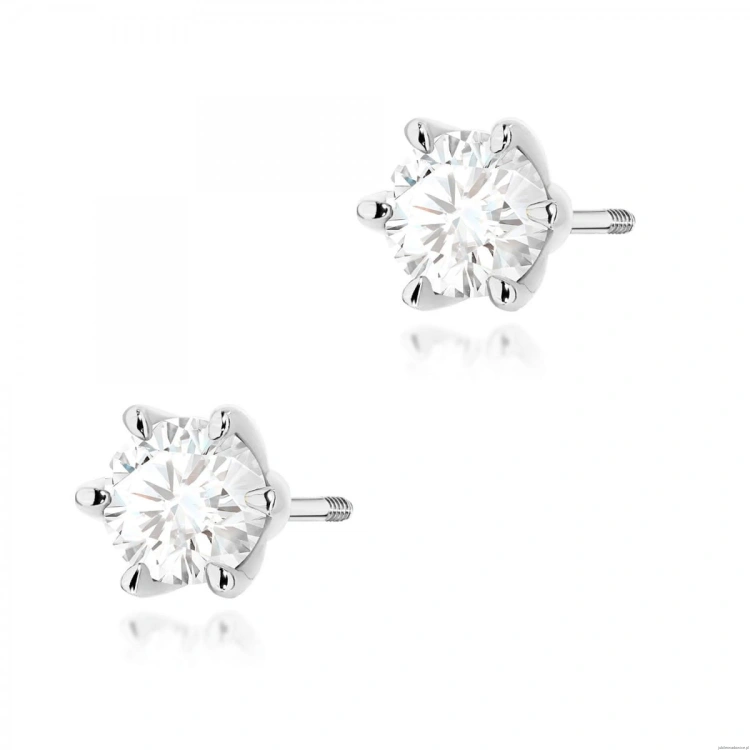 Kolczyki K0575 Diament 2 x 0.70ct białe złoto sztyft zakręcany