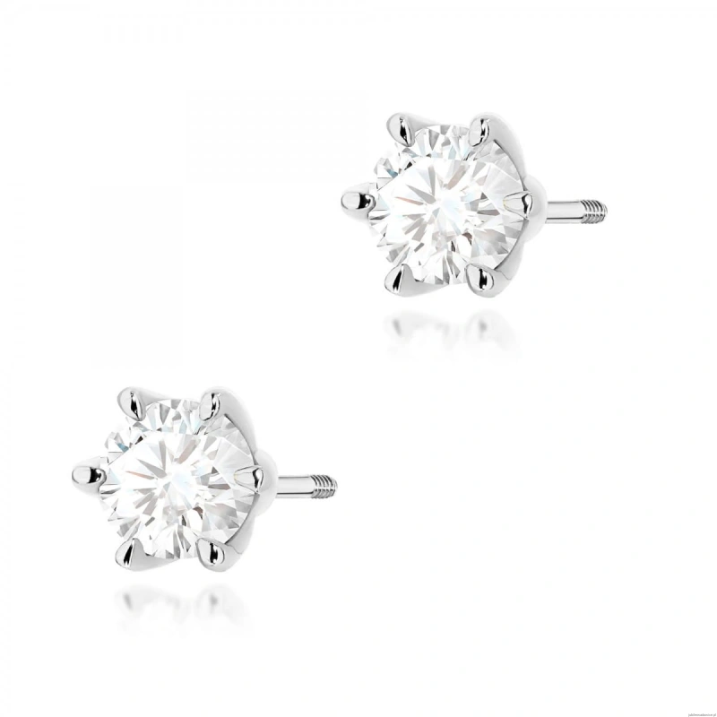 Kolczyki K0575 Diament 2 x 0.70ct białe złoto sztyft zakręcany