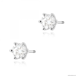 Kolczyki K0575 Diament Laboratoryjny 2 x 0.50ct białe złoto sztyft zakręcany