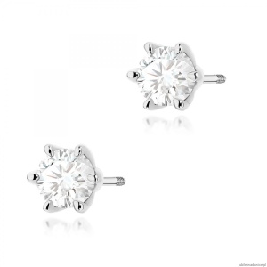 Kolczyki K0575 Diament Laboratoryjny 2 x 0.70ct białe złoto sztyft zakręcany