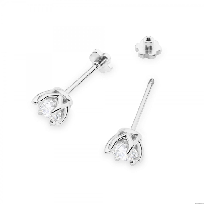 Kolczyki K0575 Diament Laboratoryjny 2 x 0.70ct białe złoto sztyft zakręcany