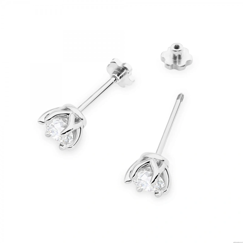 Kolczyki K0575 Diament Laboratoryjny 2 x 0.70ct białe złoto sztyft zakręcany