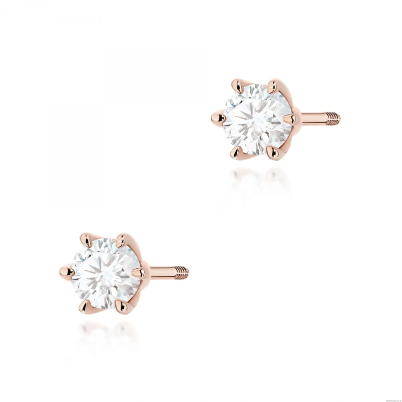 Kolczyki K0575 Diament 2 x 0.30ct różowe złoto sztyft zakręcany