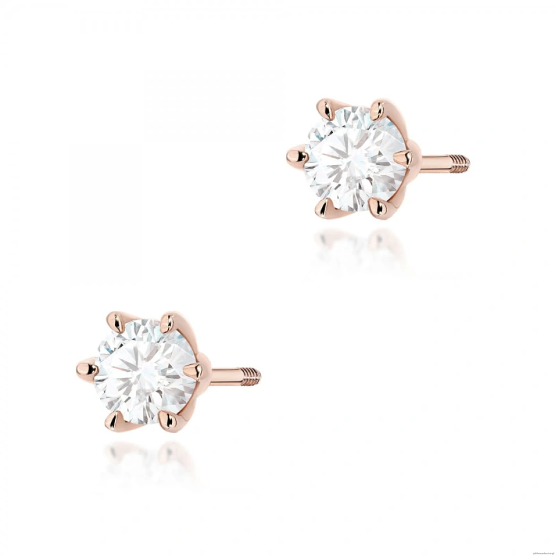 Kolczyki K0575 Diament 2 x 0.40ct różowe złoto sztyft zakręcany