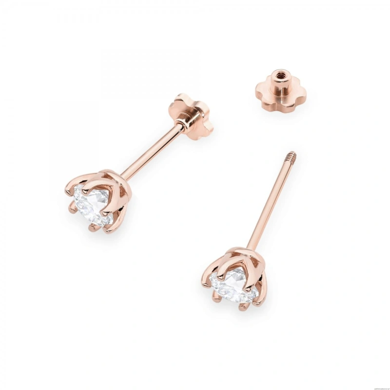 Kolczyki K0575 Diament 2 x 0.40ct różowe złoto sztyft zakręcany
