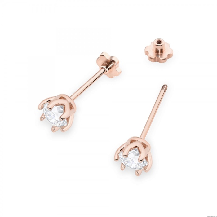 Kolczyki K0575 Diament 2 x 0.50ct różowe złoto sztyft zakręcany
