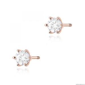 Kolczyki K0575 Diament Laboratoryjny 2 x 0.30ct różowe złoto sztyft zakręcany