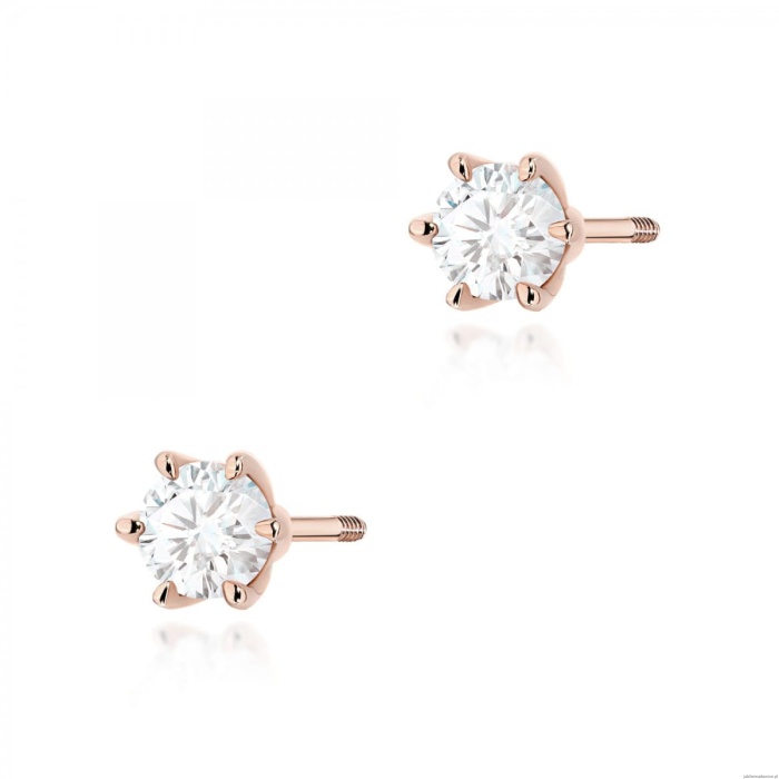 Kolczyki K0575 Diament Laboratoryjny 2 x 0.30ct różowe złoto sztyft zakręcany
